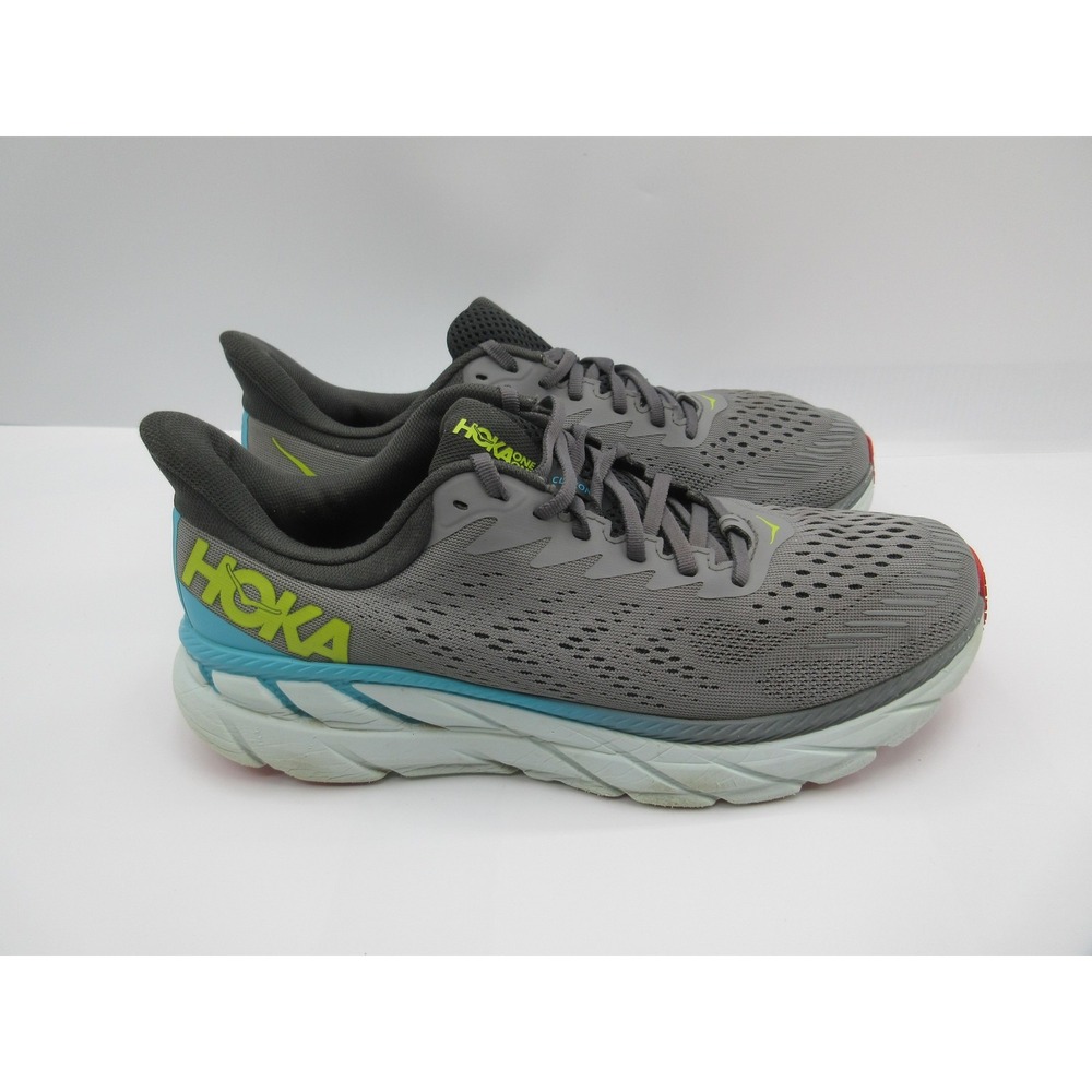 Hoka One One Clifton 7 Shoes Mens Size 9.5 Gray Blue Running Sneakers 1110508